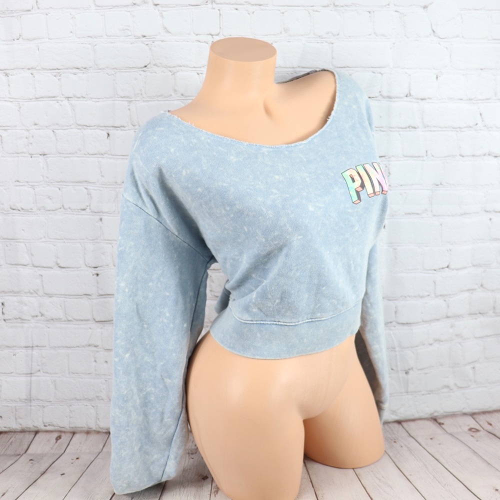 VS PINK logo Slouchy Crop Sweatshirt Tee - Picture 6 of 8